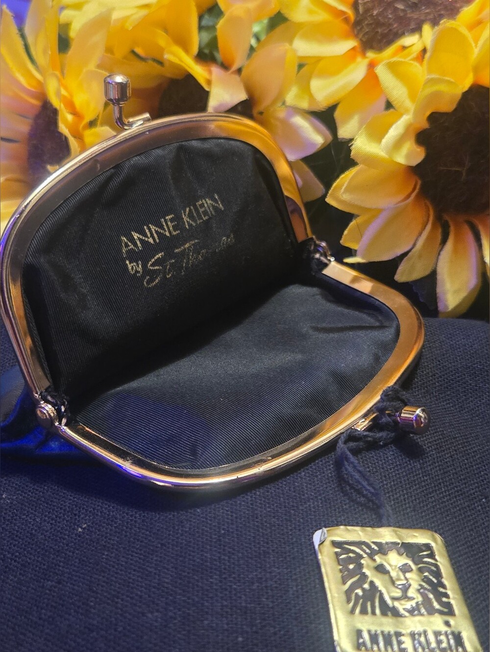 RARE Vintage Anne Klein St. Thomas Blue Leather Pouch - Mint Condition
